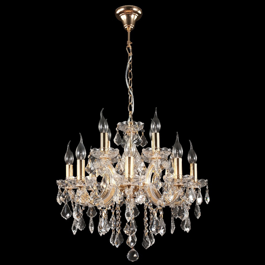 Хрустальная люстра Crystal lux INES SP8+4 GOLD/TRANSPARENT INES