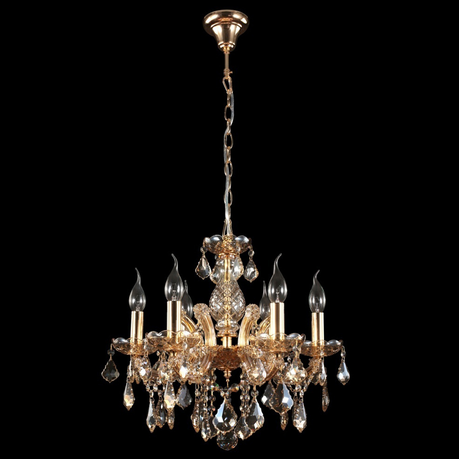 Хрустальная люстра Crystal lux INES SP6 GOLD/AMBER INES