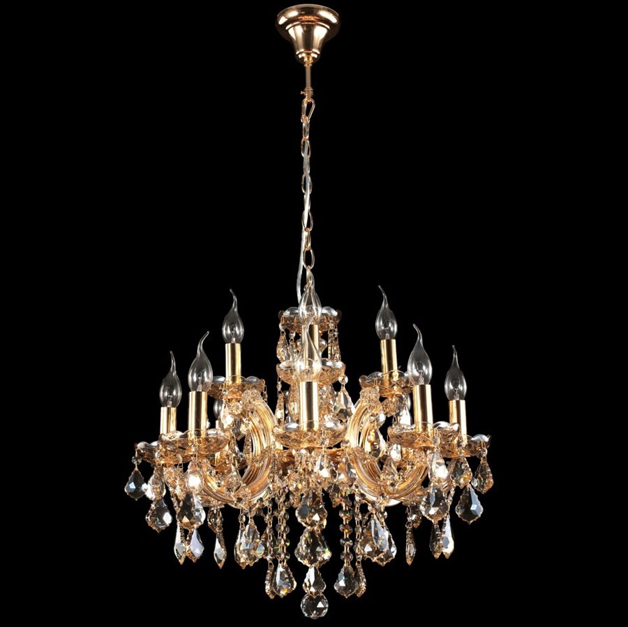 Хрустальная люстра Crystal lux INES SP8+4 GOLD/AMBER INES